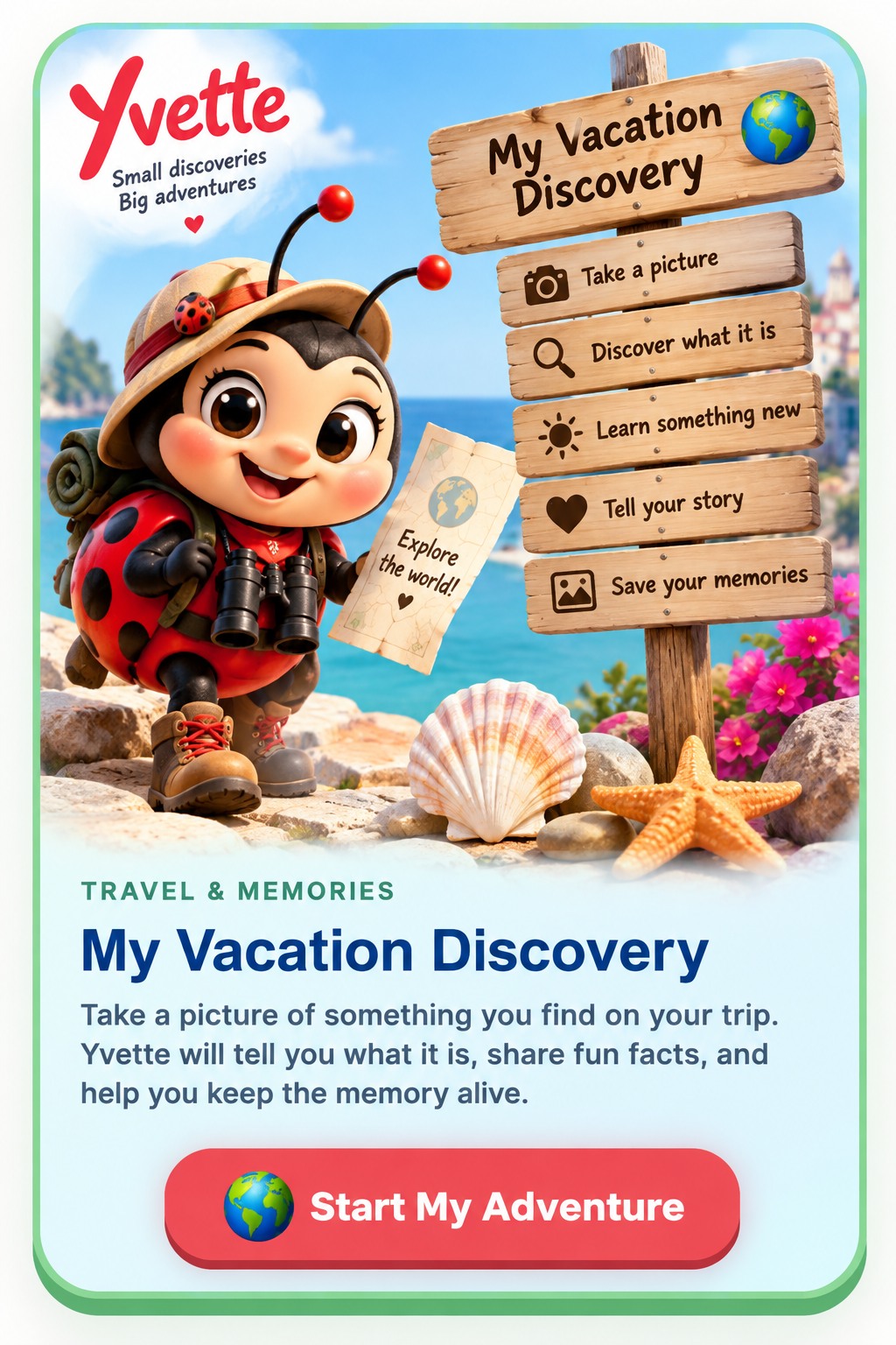 Yvette exploring vacation memories